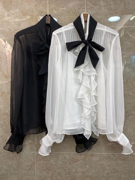 women's blouses & shirts 2021 spring model sweet ruffled mosaic puff sleeve color matching neckline rope shirt 0702, White
women's blouses & shirts 2021 spring model sweet ruffled mosaic puff sleeve color matching neckline rope shirt 0702, White