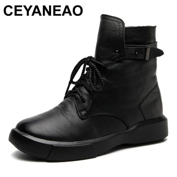 women ankle boots autumn winter genuine leather flat warm shoes non-slip side zipper, Black
women ankle boots autumn winter genuine leather flat warm shoes non-slip side zipper, Black