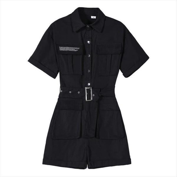 short fashion button up womens jumpsuits wide leg high street cargo playsuits casual waist loose black romper, Black;white
short fashion button up womens jumpsuits wide leg high street cargo playsuits casual waist loose black romper, Black;white