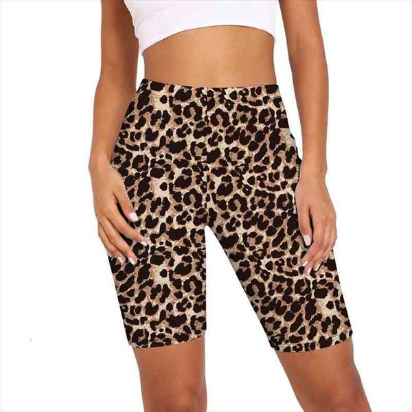 women short summer leopard serpentine print trousers fashion high waist slim sports biker activewear female streetwear, White;black