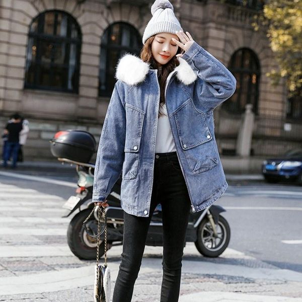 women's jackets 2021 winter thicken denim coat women embroidery loose fit zipper casual hooded jacket fashion female warm fleece liner, Black;brown
women's jackets 2021 winter thicken denim coat women embroidery loose fit zipper casual hooded jacket fashion female warm fleece liner, Black;brown