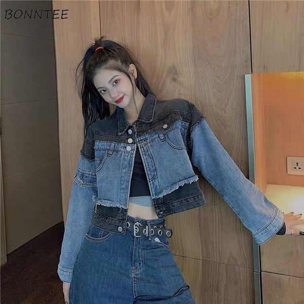 women's jackets basic women spring harajuku punk patchwork crop denim fashion lapel all-match streetwear long sleeve outwear tassel chi, Black;brown
women's jackets basic women spring harajuku punk patchwork crop denim fashion lapel all-match streetwear long sleeve outwear tassel chi, Black;brown