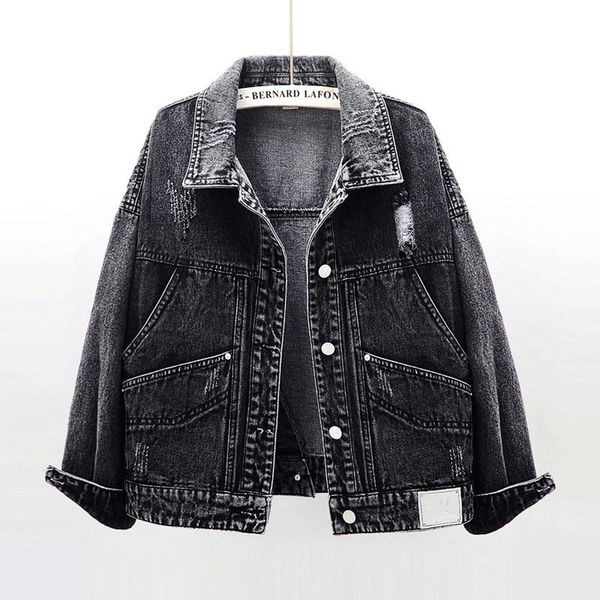 women's jackets autumn vintage frayed black denim jacket women coat streetwear korean plus size loose short jeans female chaqueta mujer, Black;brown
women's jackets autumn vintage frayed black denim jacket women coat streetwear korean plus size loose short jeans female chaqueta mujer, Black;brown