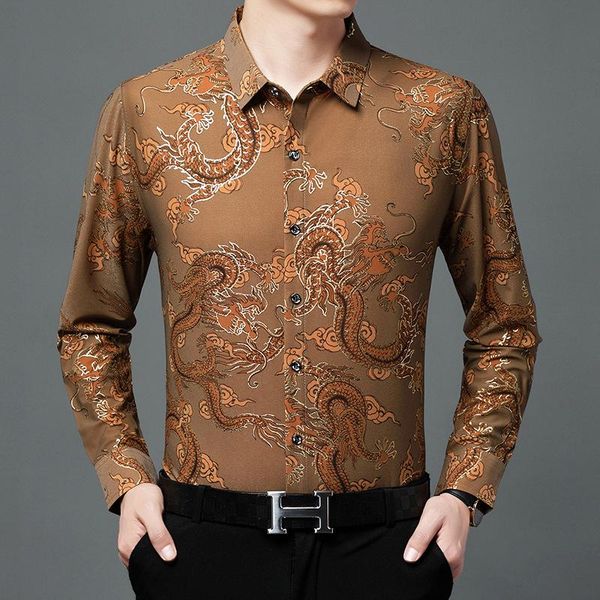 men's casual shirts mens fashion clothing trends 2021 fall thin shirt long sleeve dragon pattern camisas para hombre, White;black
men's casual shirts mens fashion clothing trends 2021 fall thin shirt long sleeve dragon pattern camisas para hombre, White;black