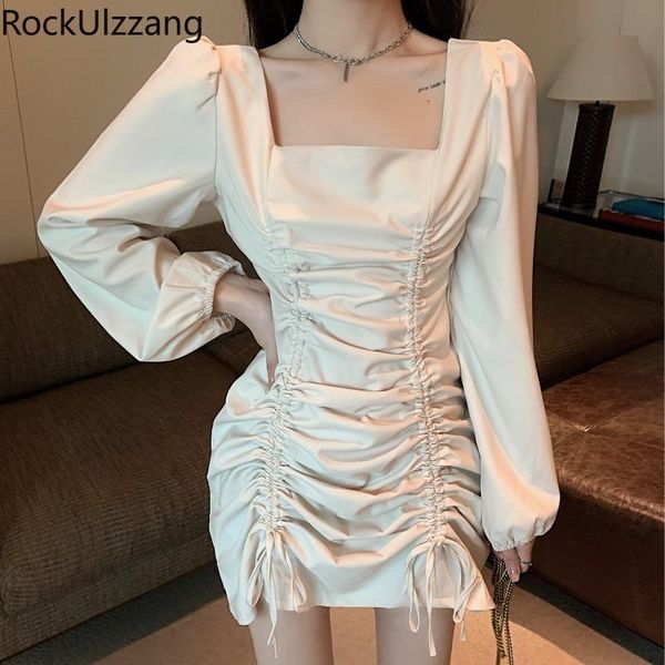 casual dresses fall string adjust ruched solid color long sleeve square neck elegant bodycon mini a-line high waist dress vintage fashi, Black;gray
casual dresses fall string adjust ruched solid color long sleeve square neck elegant bodycon mini a-line high waist dress vintage fashi, Black;gray