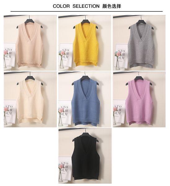 solid v-neck knitted vest women loose sleeveless sweater vest autumn and winter new korean wild casual pullover khaki jumper, Black;white
solid v-neck knitted vest women loose sleeveless sweater vest autumn and winter new korean wild casual pullover khaki jumper, Black;white