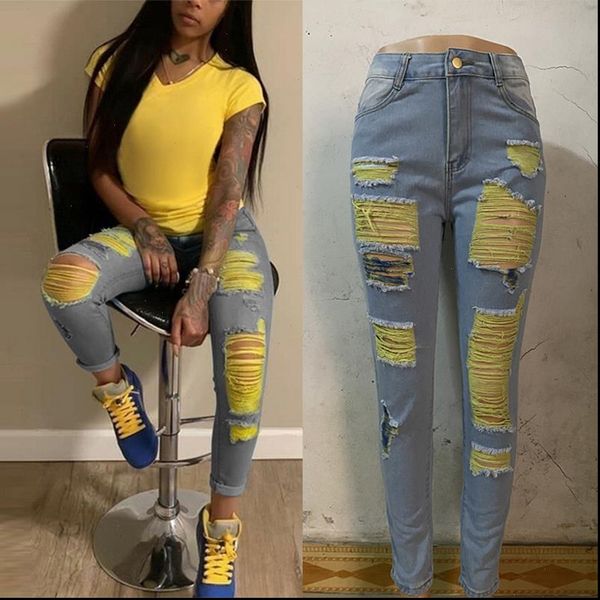 fashion ripped yellow scratch women jean denim pencil pants high waist stretch skinny, Blue
fashion ripped yellow scratch women jean denim pencil pants high waist stretch skinny, Blue