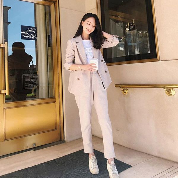 women's suits & blazers suit 2021 autumn and winter fashion temperament casual loose double-breasted small trousers two-piece, White;black
women's suits & blazers suit 2021 autumn and winter fashion temperament casual loose double-breasted small trousers two-piece, White;black