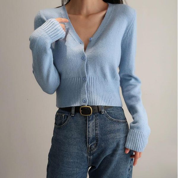 women's knits & tees ljsxls 2021 single breasted long sleeve knitting sweater solid short crop casual v-neck spring autumn women clothi, White
women's knits & tees ljsxls 2021 single breasted long sleeve knitting sweater solid short crop casual v-neck spring autumn women clothi, White