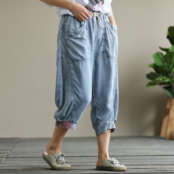 fairynatural women jeans vintage elastic waist loose summer harem pants 2021 ladies casual pocket spliced denim trousers women's, Blue
fairynatural women jeans vintage elastic waist loose summer harem pants 2021 ladies casual pocket spliced denim trousers women's, Blue