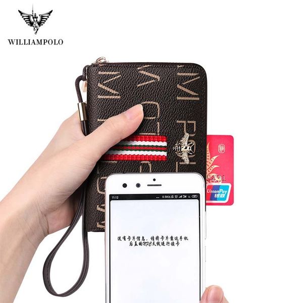 card holders williampolo leather wallet women's short rfid anti theft brush release degaussing large capacity bag fashion, Brown;gray
card holders williampolo leather wallet women's short rfid anti theft brush release degaussing large capacity bag fashion, Brown;gray