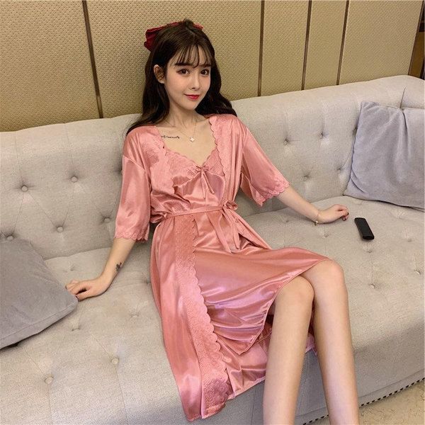 women's sleepwear summer french female pure color pajamas home dress silk feel smooth fabric loose skirt with shoulder-straps two-piece, Black;red
women's sleepwear summer french female pure color pajamas home dress silk feel smooth fabric loose skirt with shoulder-straps two-piece, Black;red
