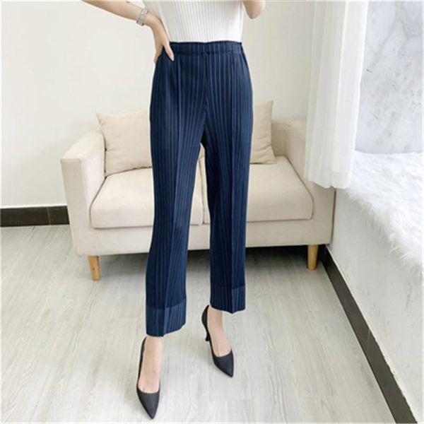 women's pants & capris 2021 miyake pleated elastic waist casual tapered cropped trousers high slimming women, Black;white
women's pants & capris 2021 miyake pleated elastic waist casual tapered cropped trousers high slimming women, Black;white