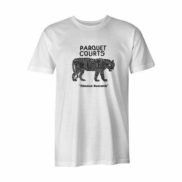 sunbathing animal parquet courts men's t-shirt white, White;black