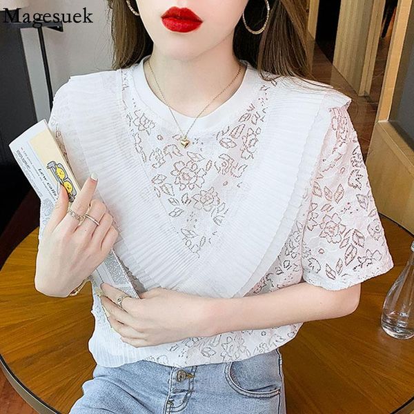 women's blouses & shirts summer hollow flower blouse women o neck ruffle stitching shirt sweet short sleeve crocheted lace blusas 1580, White
women's blouses & shirts summer hollow flower blouse women o neck ruffle stitching shirt sweet short sleeve crocheted lace blusas 1580, White