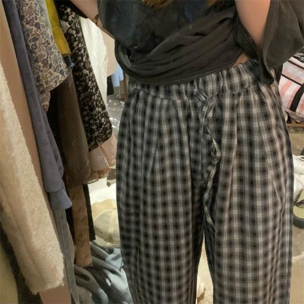women's pants & capris 2021 women summer long plaid wide leg elastic high waist loose gray sweatpants casual trousers, Black;white
women's pants & capris 2021 women summer long plaid wide leg elastic high waist loose gray sweatpants casual trousers, Black;white