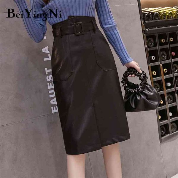 high waist pu skirt woman knee-length slim belt irregular luxury vintage autumn winter leather plus size faldas 210506, Black
high waist pu skirt woman knee-length slim belt irregular luxury vintage autumn winter leather plus size faldas 210506, Black