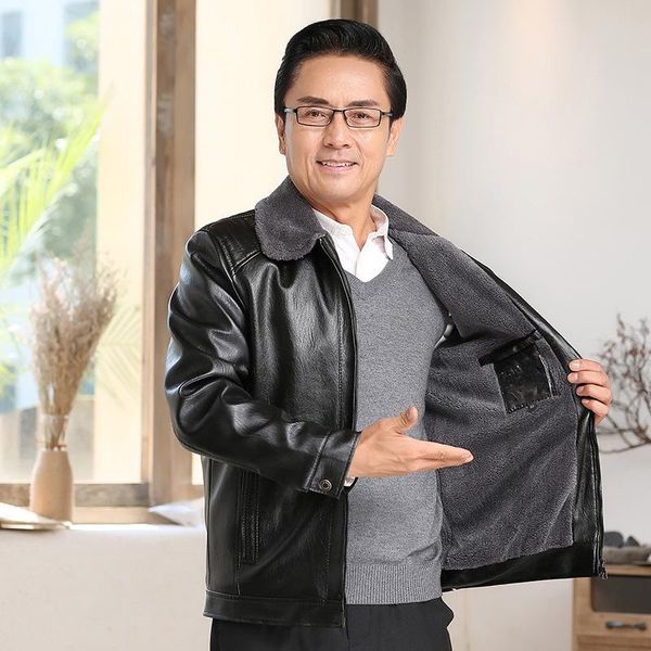 men's fur & faux boutique elderly leather clothes business casual dad's plush and thickened warm in winter of 2021, Black
men's fur & faux boutique elderly leather clothes business casual dad's plush and thickened warm in winter of 2021, Black