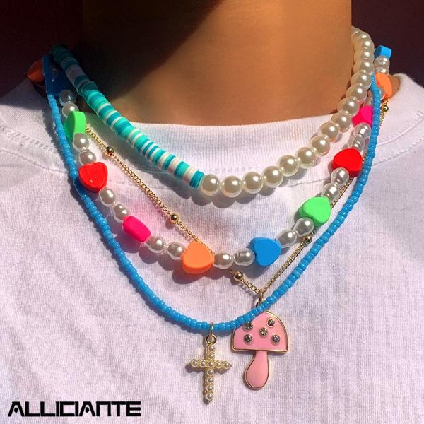 chains boho blue striped clay pearl heart beaded necklace for women cute pink mushroom cross charm rice bead collar jewelry, Silver
chains boho blue striped clay pearl heart beaded necklace for women cute pink mushroom cross charm rice bead collar jewelry, Silver
