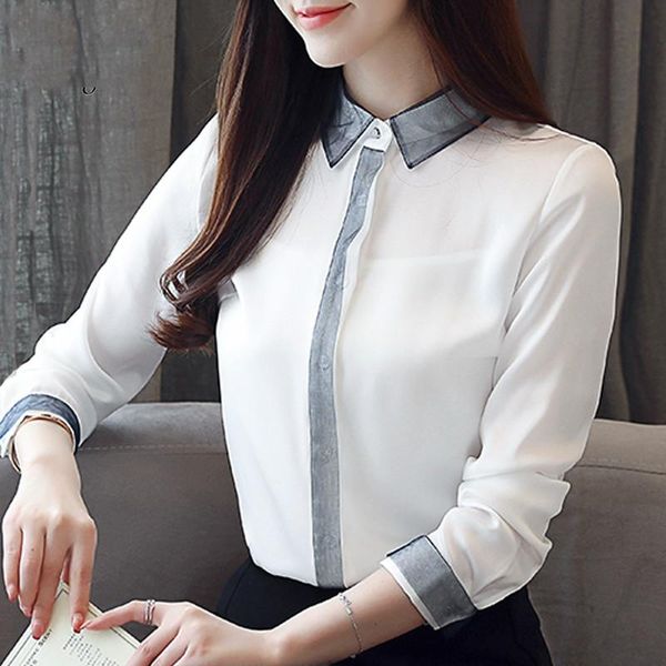 women's blouses & shirts women and blouse long sleeve chiffon shirt fashion 2021 office ladies female, White
women's blouses & shirts women and blouse long sleeve chiffon shirt fashion 2021 office ladies female, White