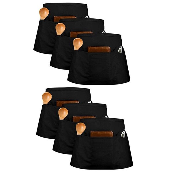 aprons 6 pieces front tie apron, black waist apron with 3 pockets, waiter's kitchen cooking bistro
aprons 6 pieces front tie apron, black waist apron with 3 pockets, waiter's kitchen cooking bistro