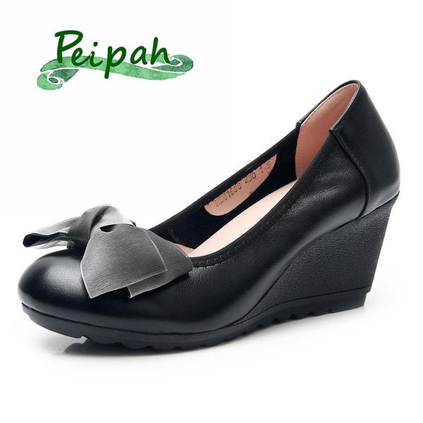dress shoes peipah sweet women genuine leather shallow pumps fashion ladies slip-on wedges high heels female butterfly-knot round toe, Black
dress shoes peipah sweet women genuine leather shallow pumps fashion ladies slip-on wedges high heels female butterfly-knot round toe, Black