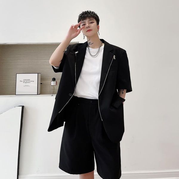 men's suits sets jacket shorts male zipper decoration streetwear hip hop short sleeve loose casual suit blazers man coat &, White;black
men's suits sets jacket shorts male zipper decoration streetwear hip hop short sleeve loose casual suit blazers man coat &, White;black
