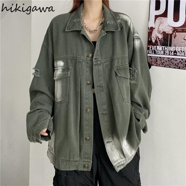 women's jackets hikigawa fashion woman denim jacket harajuku bf vintage korean coat oversized outwear tie-dye hole streetwear mujer 27, Black;brown
women's jackets hikigawa fashion woman denim jacket harajuku bf vintage korean coat oversized outwear tie-dye hole streetwear mujer 27, Black;brown