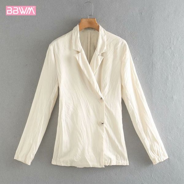style wrinkle effect texture lapel long sleeve single breasted female jacket harajuku solid color fashion women's thin coat 210507, Black;brown
style wrinkle effect texture lapel long sleeve single breasted female jacket harajuku solid color fashion women's thin coat 210507, Black;brown