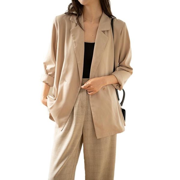 women's jackets solid color suit jacket lapel one button fashion casual loose light and thin temperament drape 2021 w30, Black;brown
women's jackets solid color suit jacket lapel one button fashion casual loose light and thin temperament drape 2021 w30, Black;brown