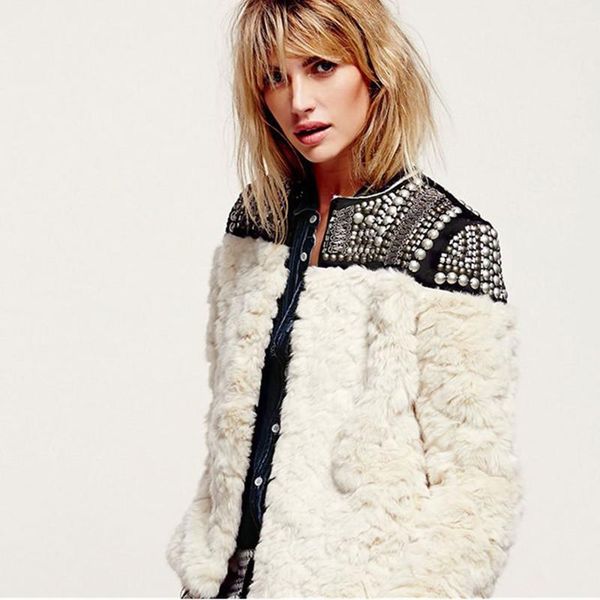 women's fur & faux wool coat women 2021 winter long sleeve beading patchwork thick warm jacket female outerwear, Black
women's fur & faux wool coat women 2021 winter long sleeve beading patchwork thick warm jacket female outerwear, Black
