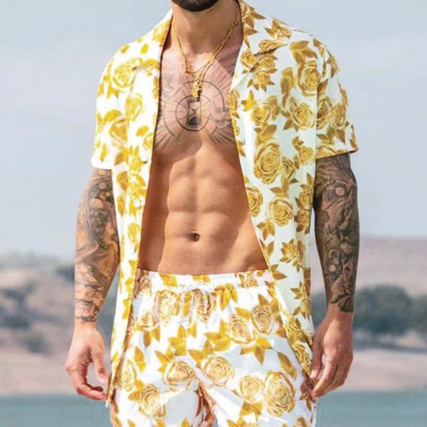 men's tracksuits 2021 men summer shirt outfit floral shorts elastic waist sports clothing set beach fashion casual male 2pcs, Gray
men's tracksuits 2021 men summer shirt outfit floral shorts elastic waist sports clothing set beach fashion casual male 2pcs, Gray