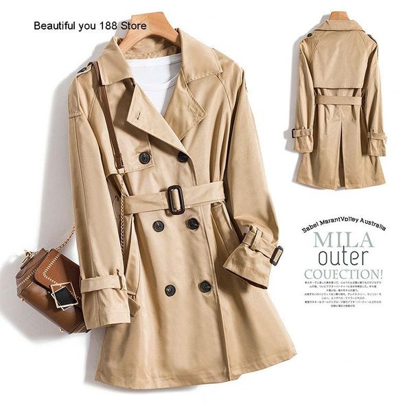 spring women's high-end mid-length trendy stitching double-breasted elegant casual trench coat coats, Tan;black
spring women's high-end mid-length trendy stitching double-breasted elegant casual trench coat coats, Tan;black