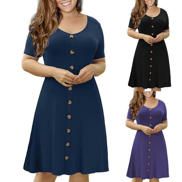casual dresses 2021 ladies fashion women's summer short sleeve o-neck dress mini solid plus size rroba zonjash seksi, Black;gray
casual dresses 2021 ladies fashion women's summer short sleeve o-neck dress mini solid plus size rroba zonjash seksi, Black;gray