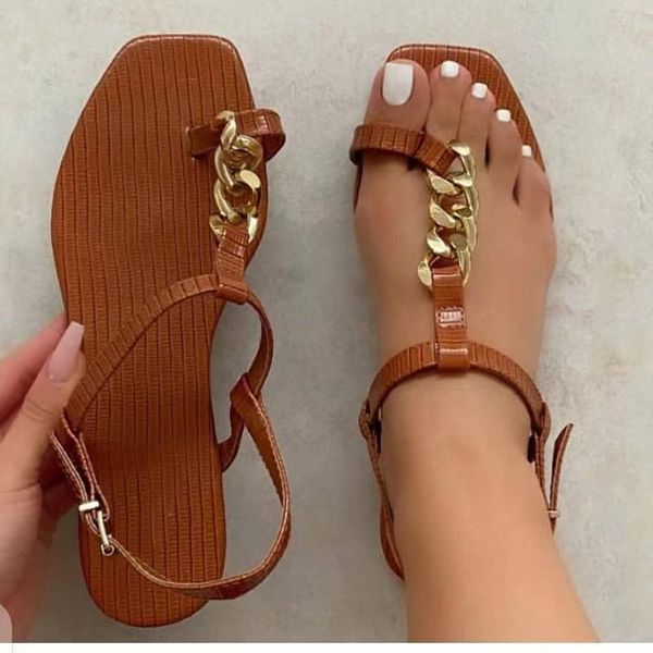 fashion solid color chain flat bottom open toe buckle roman style 2021 summer female sandals, Black
fashion solid color chain flat bottom open toe buckle roman style 2021 summer female sandals, Black