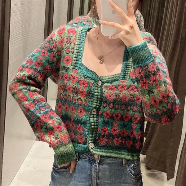 women chic coat 2021 vintage fashion ladies square collar knitted jacket streetwear female print striped coats slim girls sets women's, Black;brown
women chic coat 2021 vintage fashion ladies square collar knitted jacket streetwear female print striped coats slim girls sets women's, Black;brown