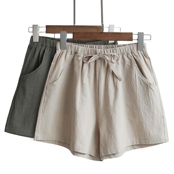 female summer linen loose thin shorts girls plus size ladies wide leg casual high waist cotton women's, White;black
female summer linen loose thin shorts girls plus size ladies wide leg casual high waist cotton women's, White;black