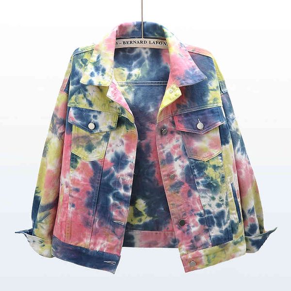 women's fur & faux fashion ink painting dye color denim jacket women spring korean short loose long sleeve jeans coat ladies clot, Black
women's fur & faux fashion ink painting dye color denim jacket women spring korean short loose long sleeve jeans coat ladies clot, Black