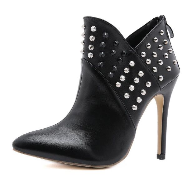plus size 35-42 pointed toe rivet women ankle boots zip stiletto high heels western shoes for femmes bottines, Black
plus size 35-42 pointed toe rivet women ankle boots zip stiletto high heels western shoes for femmes bottines, Black