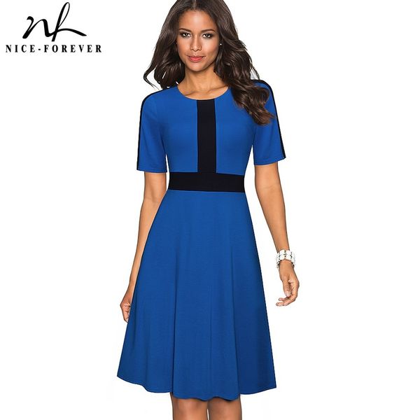 nice-forever summer women fashion contrast color patchwork dresses business office flare dress btya232 210419, White
nice-forever summer women fashion contrast color patchwork dresses business office flare dress btya232 210419, White