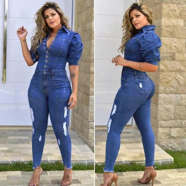 ripped jeans womens jumpsuit turn down collar elegant casual denim overalls, Black;white
ripped jeans womens jumpsuit turn down collar elegant casual denim overalls, Black;white