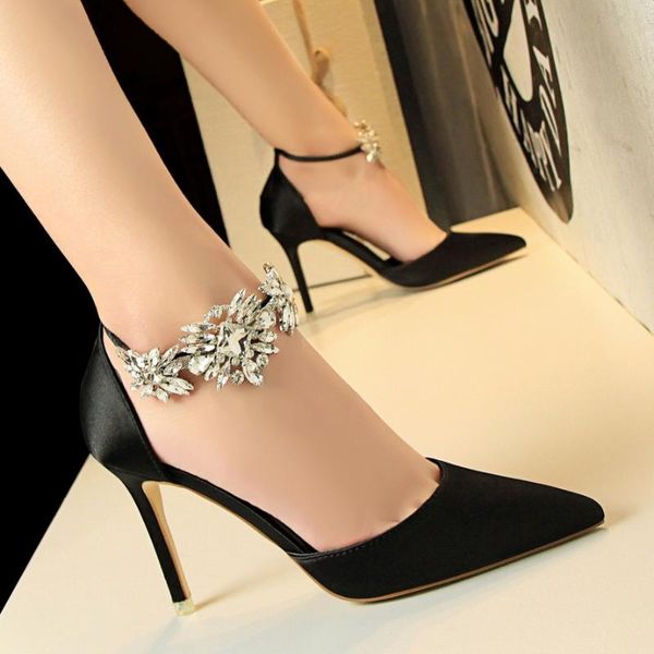high heels shoes pumps quality flower crystal rhinestone satin wedding woman thin heel ladies dress, Black
high heels shoes pumps quality flower crystal rhinestone satin wedding woman thin heel ladies dress, Black