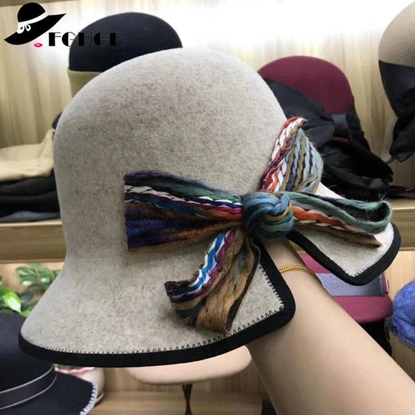 stingy brim hats fghgf 2021 elegant wool felt bowler hat black bow knot cloche women winter fedoras ladies dress cap, Blue;gray
stingy brim hats fghgf 2021 elegant wool felt bowler hat black bow knot cloche women winter fedoras ladies dress cap, Blue;gray