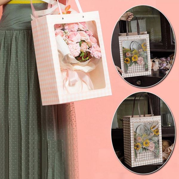 large clear window flower packing box with handle plaid lace pattern bouquet wrapping bag wedding gift handbag supplies wrap
large clear window flower packing box with handle plaid lace pattern bouquet wrapping bag wedding gift handbag supplies wrap
