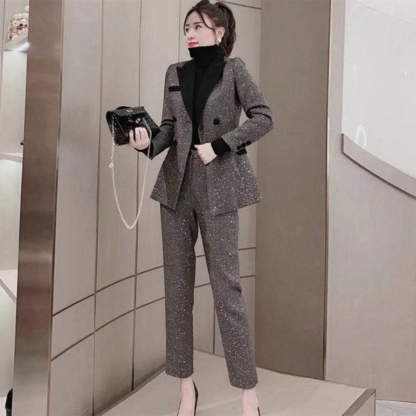 women's two piece pants 2021 autumn winter women fashion formal work wear sets female business suits blazer trousers ladies woolen m580, White
women's two piece pants 2021 autumn winter women fashion formal work wear sets female business suits blazer trousers ladies woolen m580, White