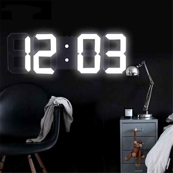 wall clocks home living room decoration 3d large led digital clock date time electronic display table alarm decor