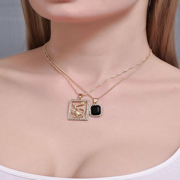 pendant necklaces alyxuy 2 pcs/set fashion square dragon black crystal necklace chinese elements lucky symbol jewelry women girls gift, Silver
pendant necklaces alyxuy 2 pcs/set fashion square dragon black crystal necklace chinese elements lucky symbol jewelry women girls gift, Silver