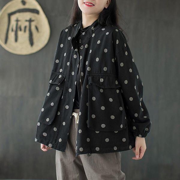 autumn jackets 2021 retro women loose all-match ladies coat cardigan zipper print dot casual women's, Black;brown
autumn jackets 2021 retro women loose all-match ladies coat cardigan zipper print dot casual women's, Black;brown