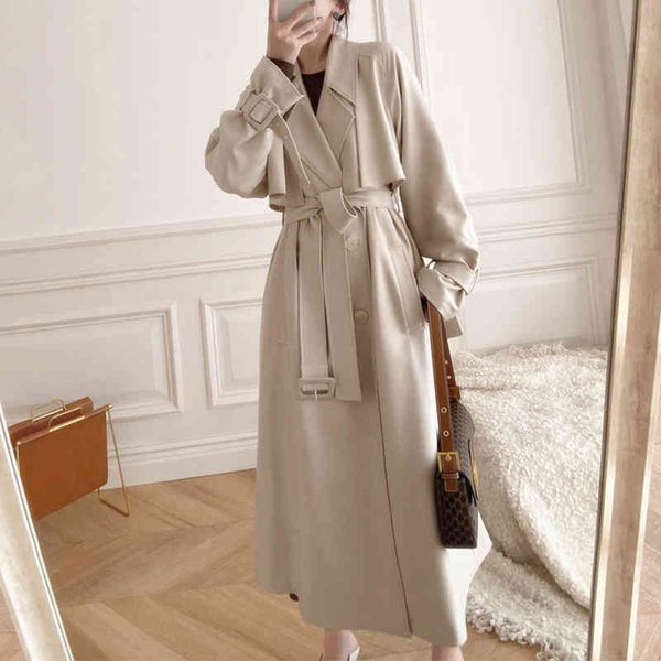 autumn winter women vintage solid long trench casual loose double breasted turn-down collar with belt 210423, Tan;black
autumn winter women vintage solid long trench casual loose double breasted turn-down collar with belt 210423, Tan;black