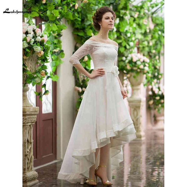 2021 new vintage style high low wedding es off shoulder half sleeve flower belt lace organza short frong long back bridal gowns n3lg, White
2021 new vintage style high low wedding es off shoulder half sleeve flower belt lace organza short frong long back bridal gowns n3lg, White